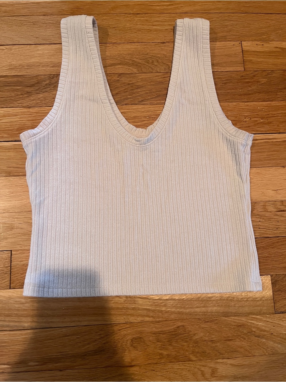 Abercrombie & Fitch Ribbed Scoop Tank Top - Cream